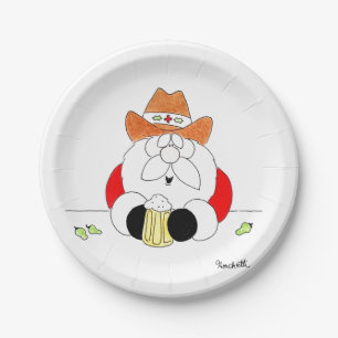 Texas Santa Christmas Holiday Paper Plates