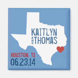 Texas Save the Date - Customisable City Magnet