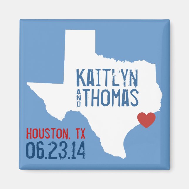 Texas Save the Date - Customisable City Magnet (Front)