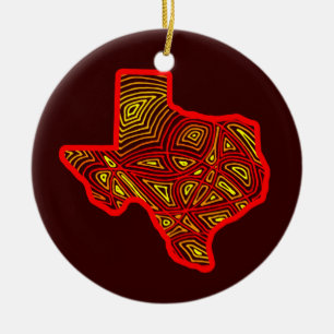 Texas Scribbleprint Art Ceramic Tree Decoration