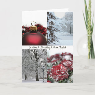 Texas Season's Greetings - Red Winter collage Holiday Card