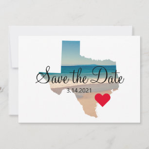 Texas Shape Photo Heart on Destination Save The Date