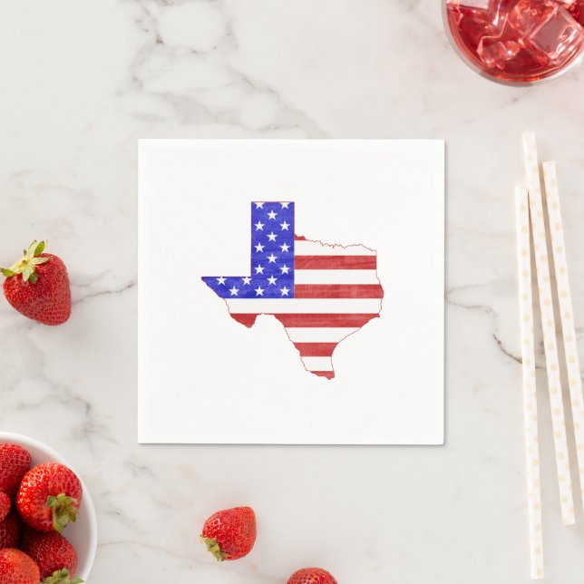 Texas Shaped American Flag Patriotic Texan TX Napkin (Insitu)