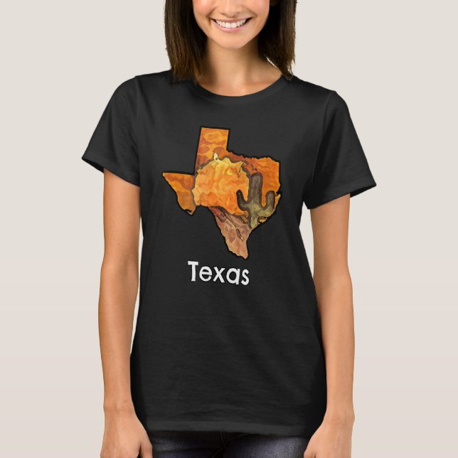 Texas Shaped Desert Scenery 2 T-Shirt (Front)