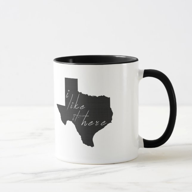 Texas Shaped I Like It Here Texan Black Chalkboard Mug (Right)