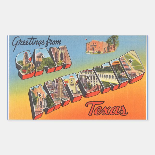 Texas, Sheet of 4 San Antonio stickers (Front)