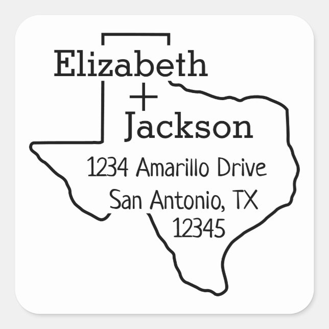 Texas Silhouette Couple Address Label (Front)