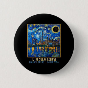 Texas Skyline Artistic Total Solar Eclipse 2024  6 Cm Round Badge