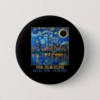 Texas Skyline Artistic Total Solar Eclipse 2024 6 Cm Round Badge