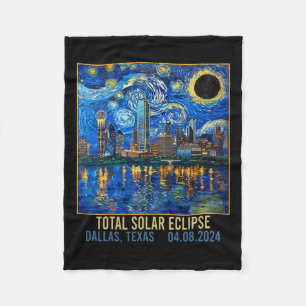 Texas Skyline Artistic Total Solar Eclipse 2024 Fleece Blanket