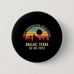 Texas Skyline Total Solar Eclipse 2024 6 Cm Round Badge