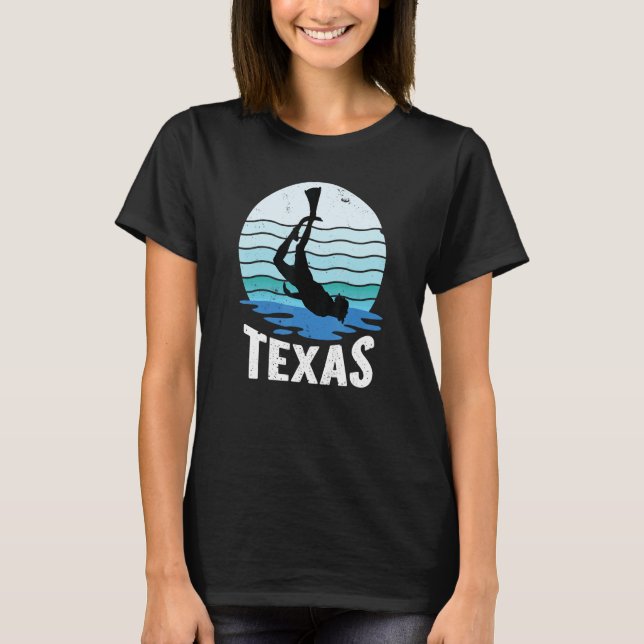 Texas Snorkelling Snorkel Diving Diver Freediving  T-Shirt (Front)