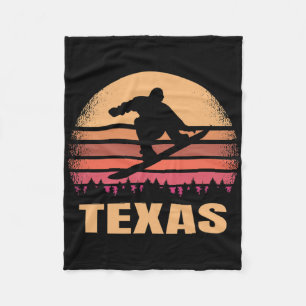 Texas Snowboarding Vintage Snow Boarder Retro 70s Fleece Blanket