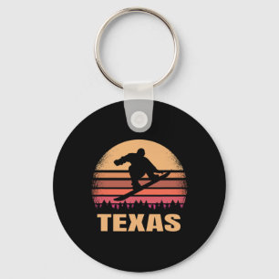 Texas Snowboarding Vintage Snow Boarder Retro 70s Key Ring