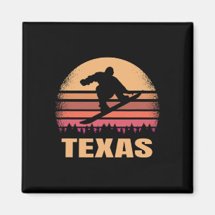 Texas Snowboarding Vintage Snow Boarder Retro 70s Magnet