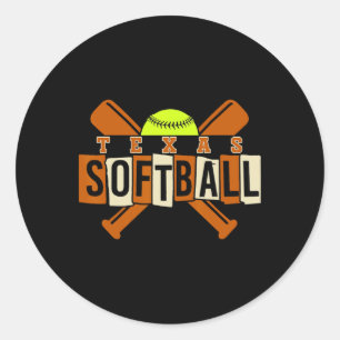 Texas Softll Vintage Mens Kids Team Retro Softll F Classic Round Sticker