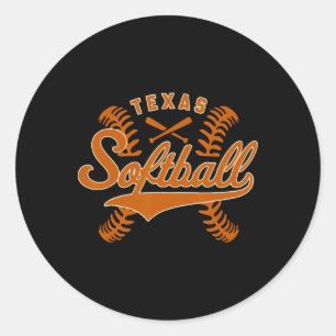 Texas Softll Vintage Mens Kids Team Retro Softll F Classic Round Sticker