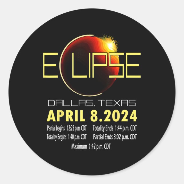 Texas Solar Eclipse 2024 Solar Eclipse Funny Texas Classic Round Sticker (Front)