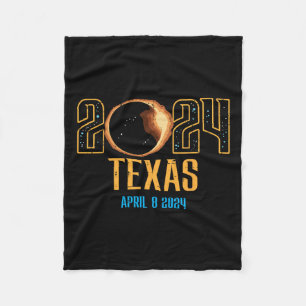 Texas Solar Eclipse 2024 Totality April 8 Men Wome Fleece Blanket