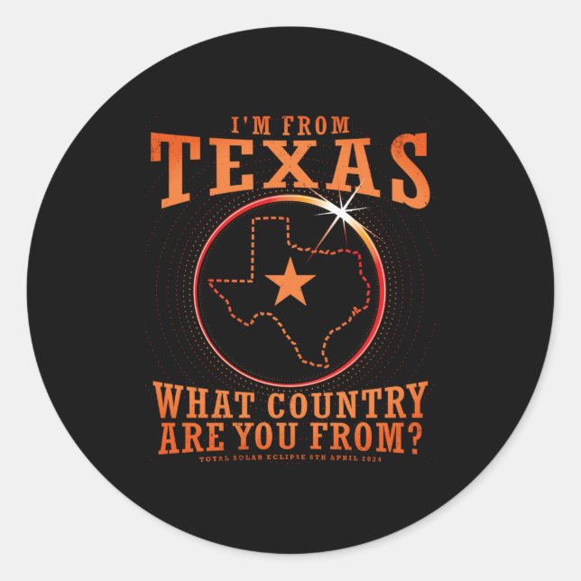 Texas Solar Eclipse Total Eclipse Classic Round Sticker (Front)