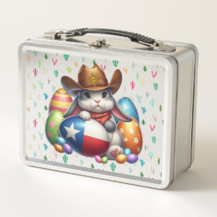 Texas/southwestern Easter bunny sheriff Metal Lunch Box