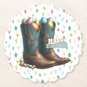 Texas/southwestern Easter egg boots Paper Coaster