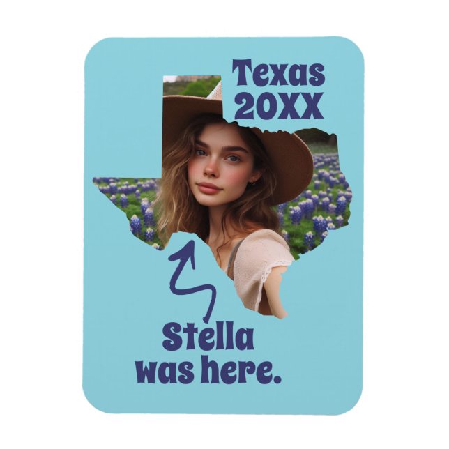 Texas Souvenir Custom Name, Photo, and Year Magnet (Vertical)