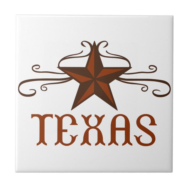 Texas Star Scroll Ceramic Tile (Front)