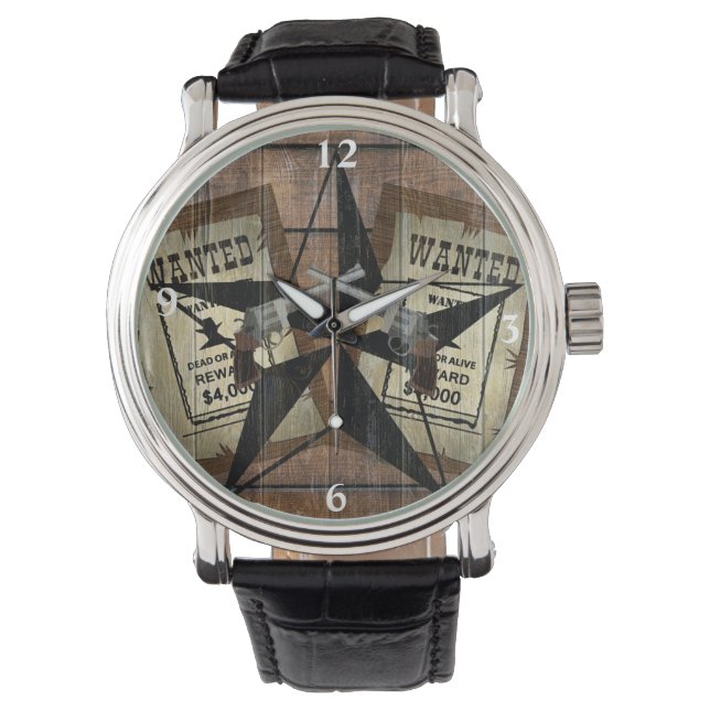 Texas Star Western Dual Pistols Wanted Sign Watch (Front)