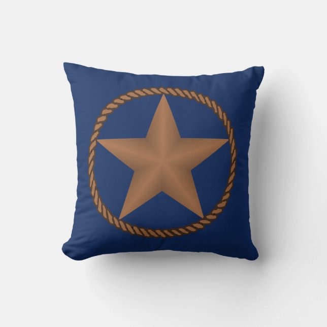Texas Star With Rope  Pillow ANY COLOR (Front)