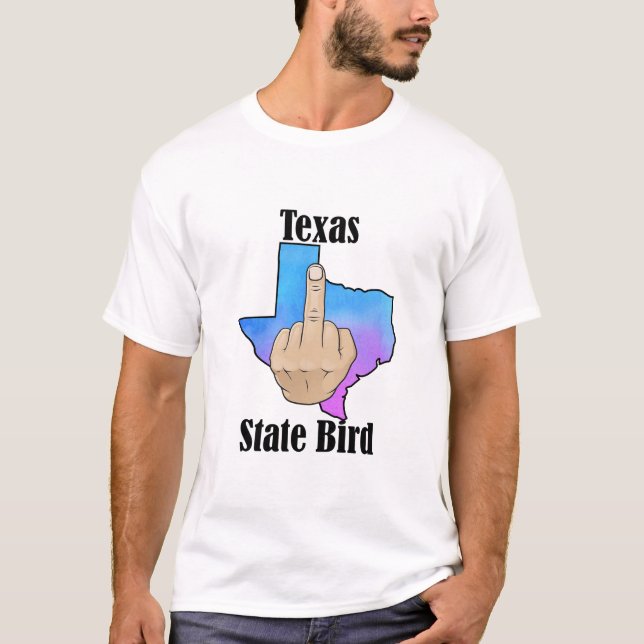 Texas state bird t-shirt middle finger colour (Front)