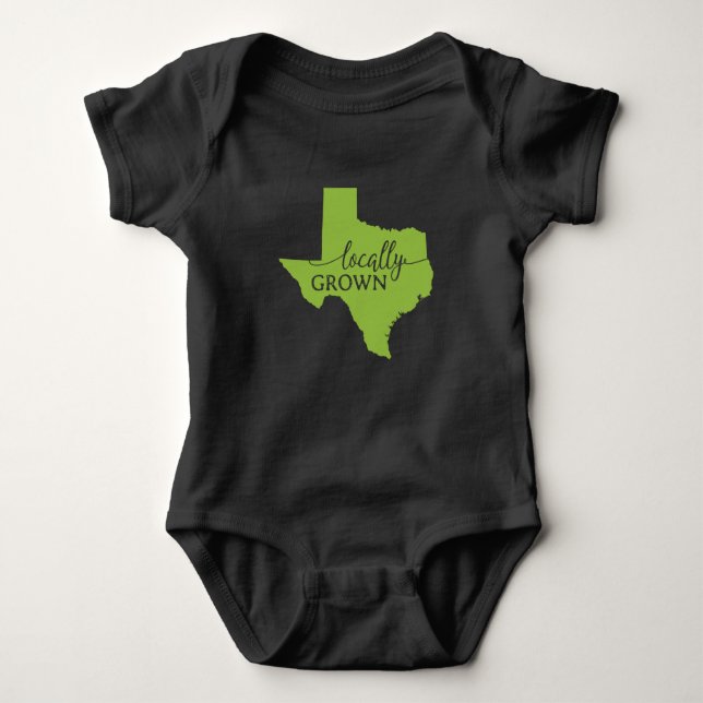 Texas State Bodysuit, Locally Grown in Texas Baby Bodysuit (Front)