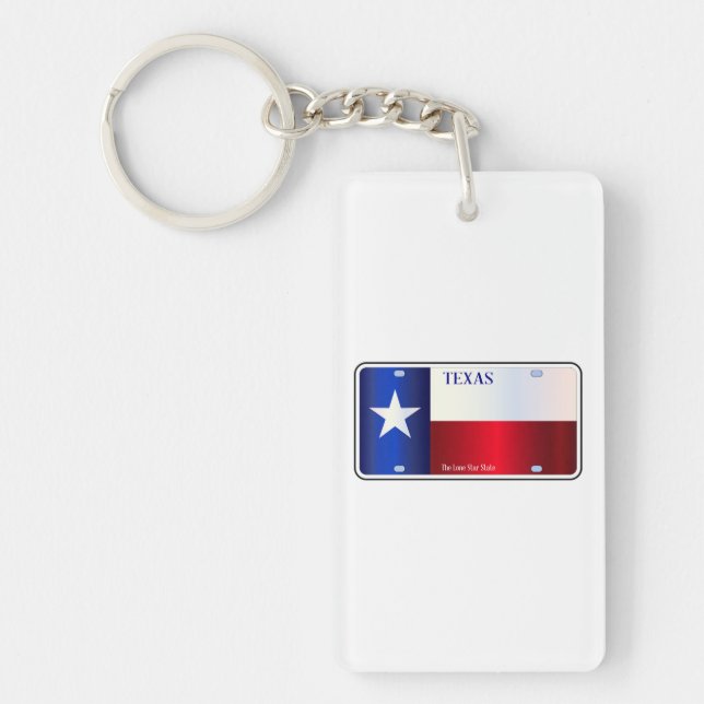 Texas State Flag License Plate Key Ring (Front)