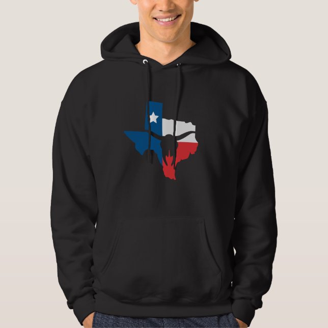 Texas State Flag Longhorn Silhouette Hoodie (Front)