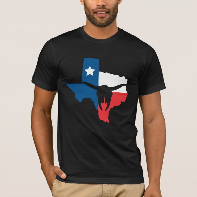 Texas State Flag Longhorn Silhouette T-Shirt (Front)