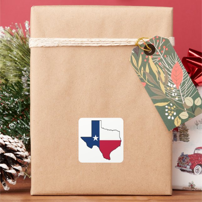 Texas State Flag Map  Square Sticker (Holiday)