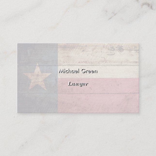 Texas State Flag on Old Wood Grain Business Card (Front)