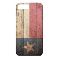 Texas State Flag on Old Wood Grain