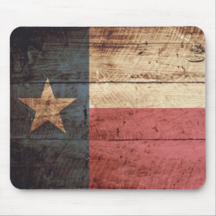 Texas State Flag on Old Wood Grain Mouse Pad