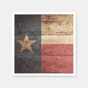 Texas State Flag on Old Wood Grain Napkin