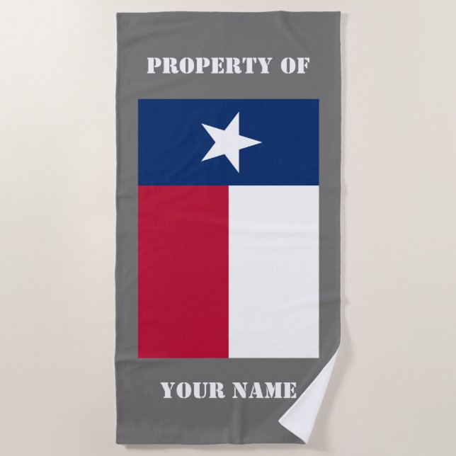 Texas state flag personalised beach towel (Front)