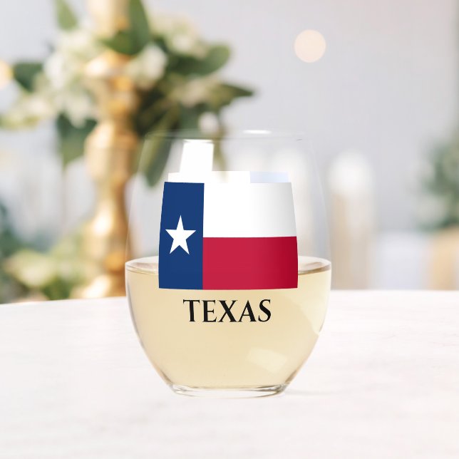 Texas state flag personalised stemless wine glass (Insitu (Wedding))