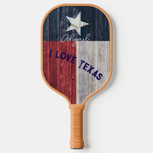 Texas state flag rustic style personalise thetext  pickleball paddle