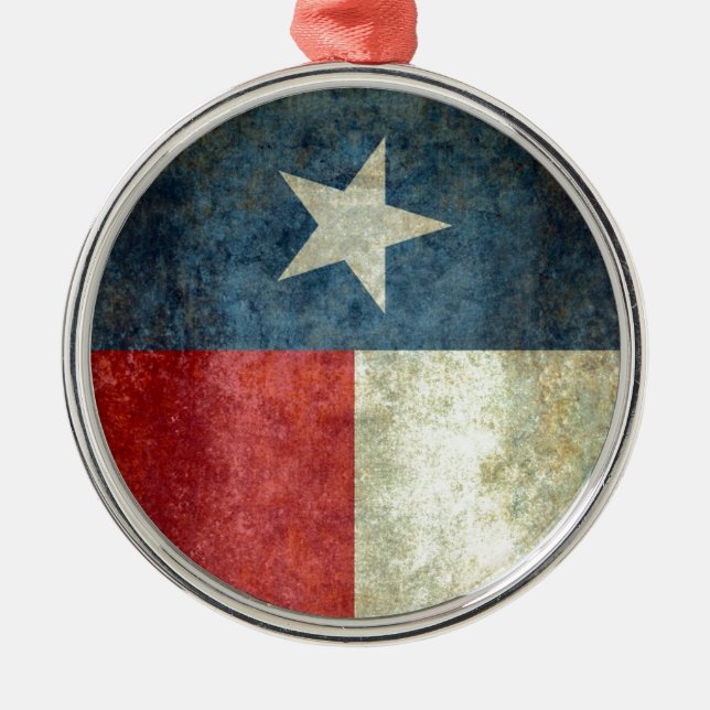 Texas state flag - vertical banner style metal tree decoration (Front)