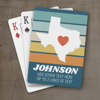 Texas State Map Art - Custom Name Wedding Reunion Playing Cards