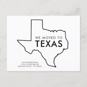 Texas State Map Black and White New Address Announcement Postcard