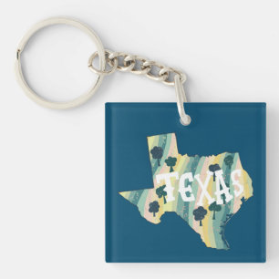 Texas State Map Illustration Key Ring