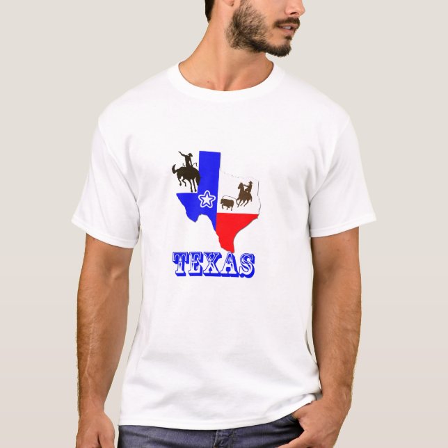 Texas State Map T-Shirt With Cowboy (Front)
