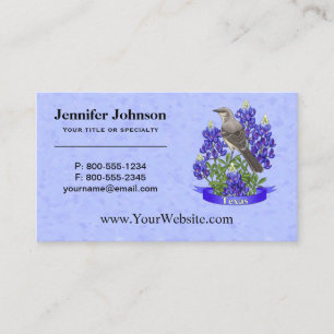 Texas State Mockingbird & Bluebonnet Flower Appointment Card