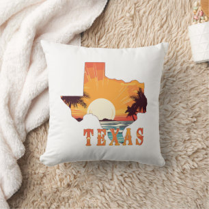 Texas State Outline Beach Sunset Cushion